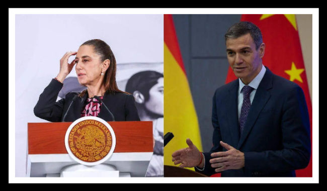 Sheinbaum niega ruptura con España, pero reabre choque histórico por la conquista rumbo a Cumbre en Barcelona