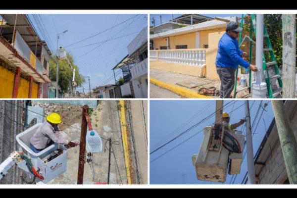 Se realizan trabajos de mantenimiento en luminarias en Minatitlán