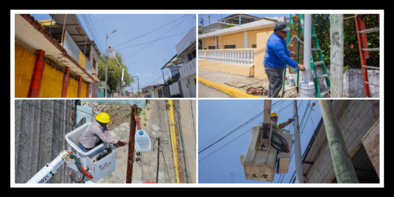 Se realizan trabajos de mantenimiento en luminarias en Minatitlán